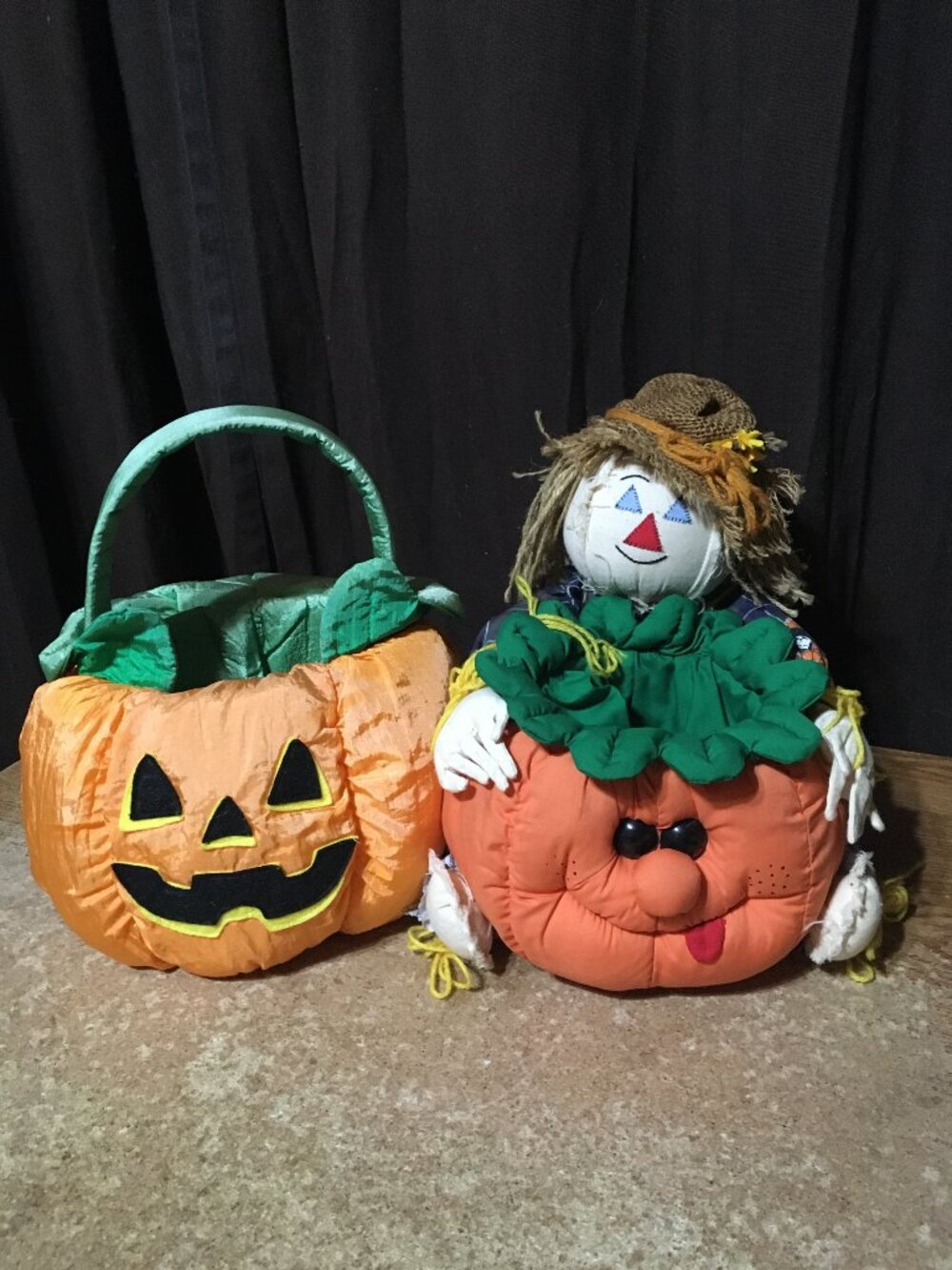 TWO PUMPKIN SCARECROW HALLOWEEN BOWL BASKET HALLOWEEN DECORATIONS